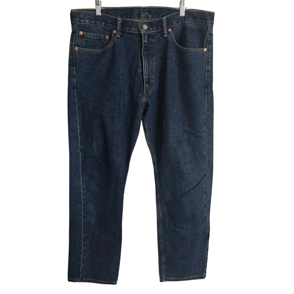 Levi's‎ 505 Regular Fit Jeans Men's 38x32 Dark Wash Blue Straight Leg Zipper